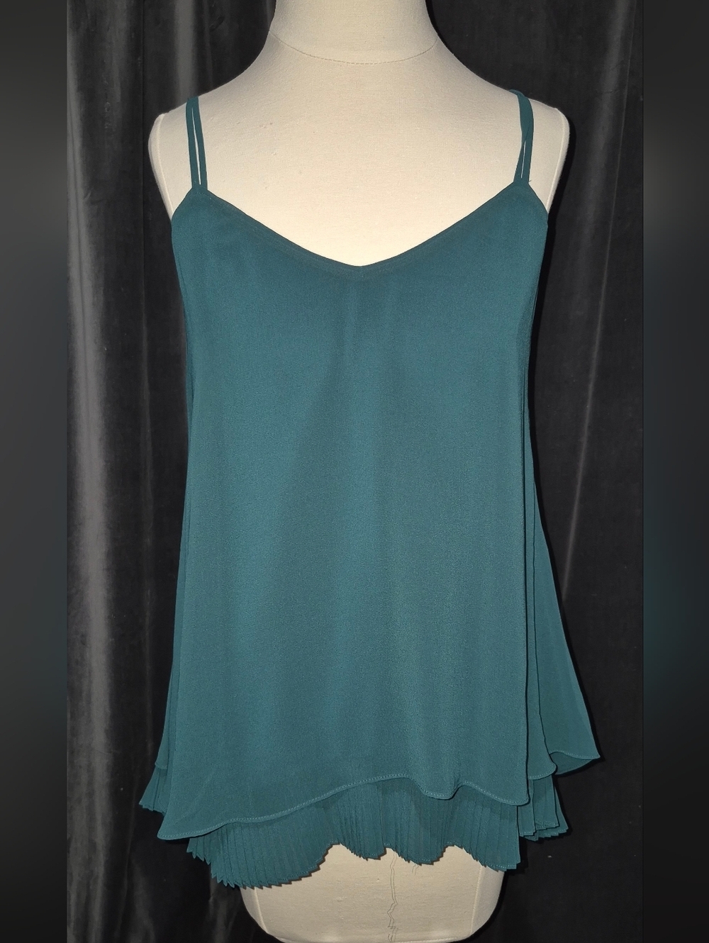 White House Black Market Teal Double-Layer Spaghetti Strap Camisole (Box C)